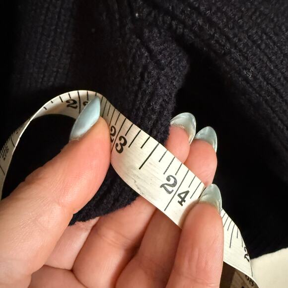 COS Black Oversize Chunky Knit Fold down Wrap Collar Sweater Cotton Wool Medium - Picture 8 of 9